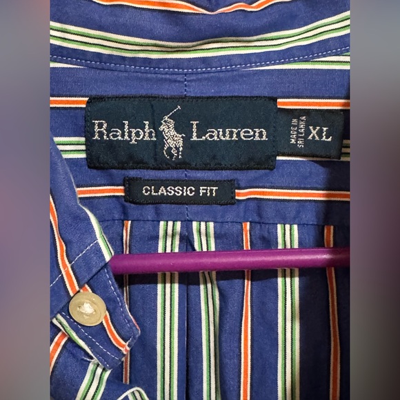 Polo Ralph Lauren Mens XL Classic‎ Fit Blue Stripe Long Sleeve Button Shirt - Picture 3 of 5